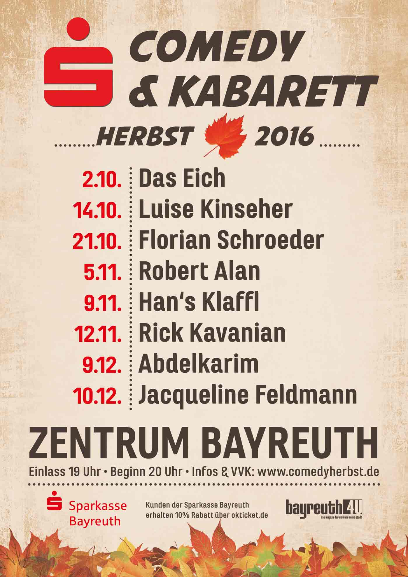 Sparkasse Bayreuth Comedy- und Kabarett-Herbst
